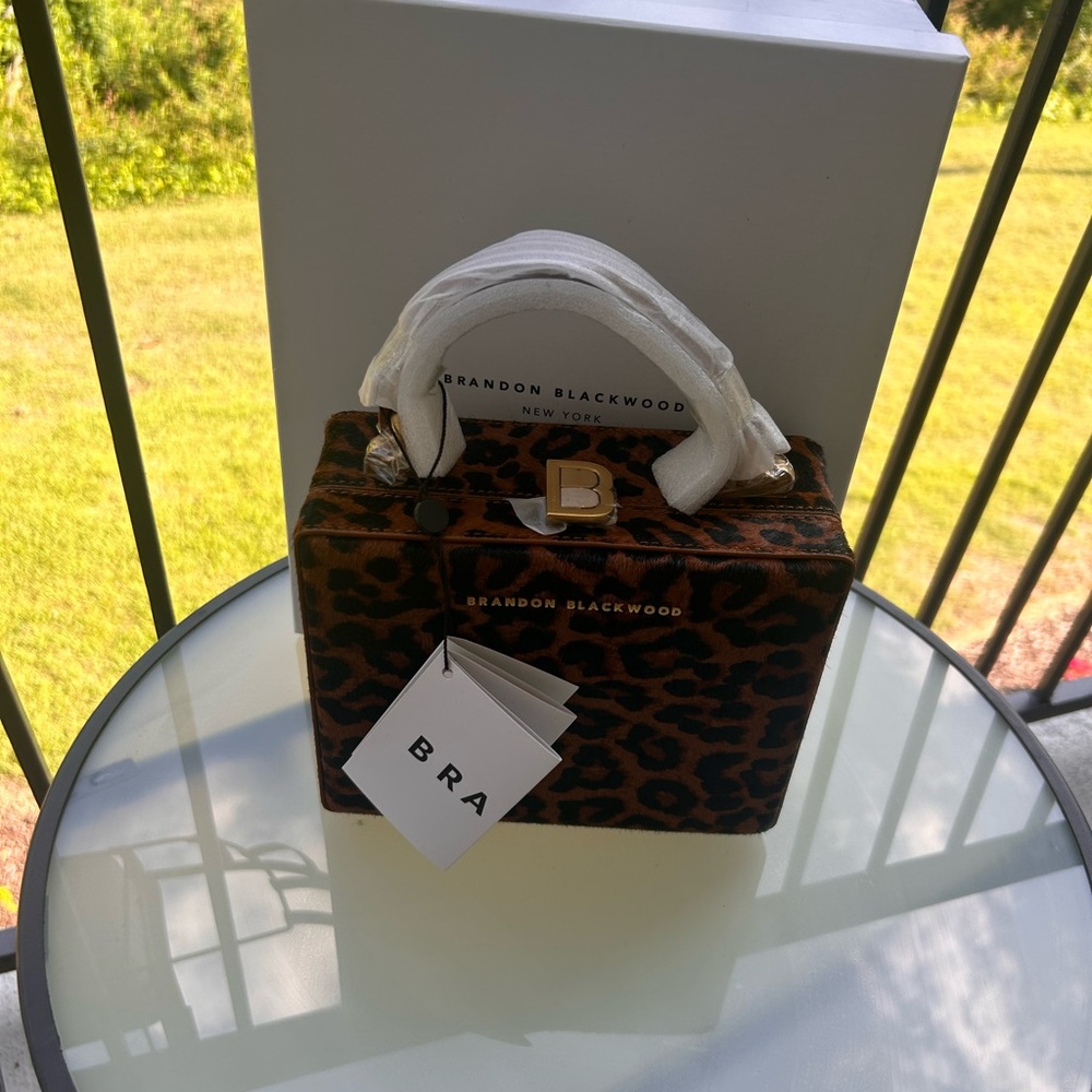 Brandon Blackwood Kendrick Trunk Leopard Print Bag NWT
